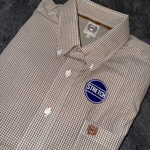 Cinch Men's Western Button Shirt Classic Fit Stretch Long Sleeve Large Tan Plaid